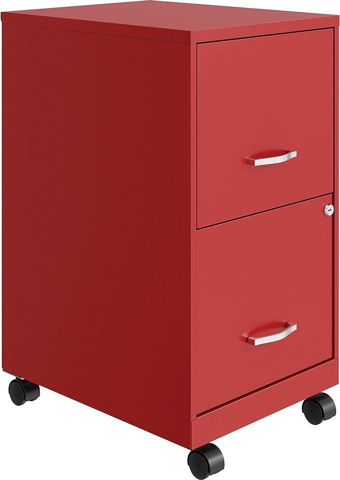 LYS SOHO File/File Mobile File Cabinet, Red - LeafyLoom