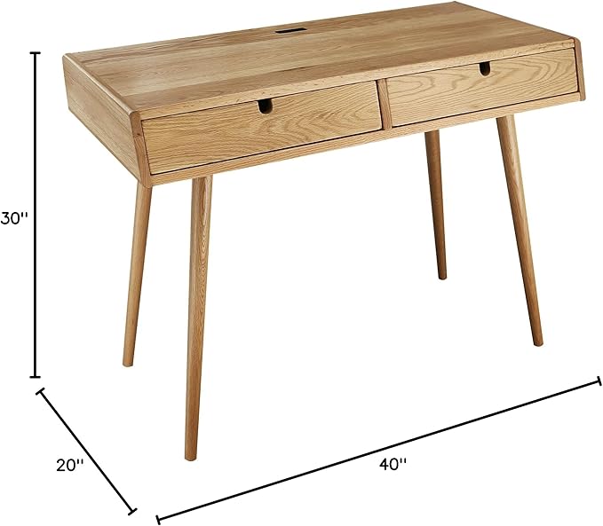 American Trails Freedom Made of Solid American Desk with USB Ports, Natural Oak (New) - LeafyLoom