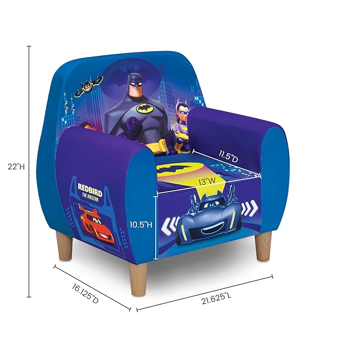 Delta Children Batman Batwheels Foam Chair for Kids, Blue - LeafyLoom