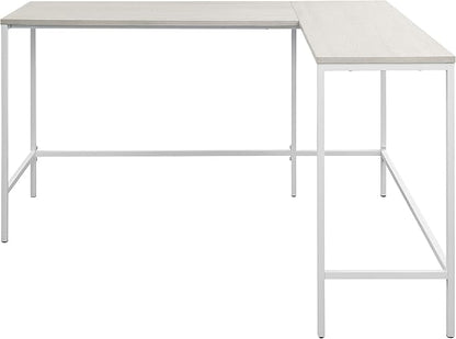 OSP Home Furnishings Contempo L-Shaped Desk, White - LeafyLoom