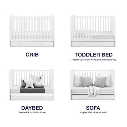 Delta Children babyGap Graham 4-in-1 Convertible Crib with Storage Drawer + Brannan Bear Bookcase with Bins + Brannan Bear Wall Shelf with 4 Hooks, Bianca White (Bundle) - LeafyLoom