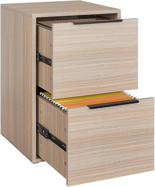 2 Drawer Wood File Cabinet,Vertical Wooden Storage Filing Cabinet for A4 or Letter Size,Under Desk Storage Cabinet for Home Office,Beige - LeafyLoom