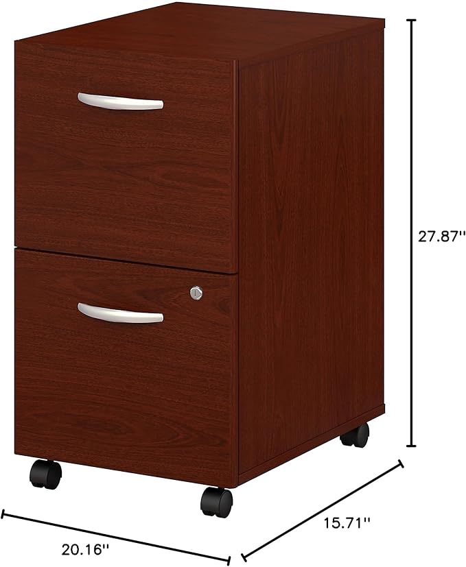 Bush Business Furniture Series C 2 Drawer Rolling File Cabinet in Mahogany - Assembled, Mobile Document Storage for Home or Professional Office - LeafyLoom