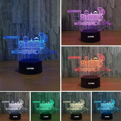 3D Night Light Trains Toy LED Lamp Decor 7 Colors Change Touch Locomotive Engine Desk Lamp Table Light with USB Cable for Room Decor, Best Birthday Gift Christmas Gift for Kids or Adult - LeafyLoom