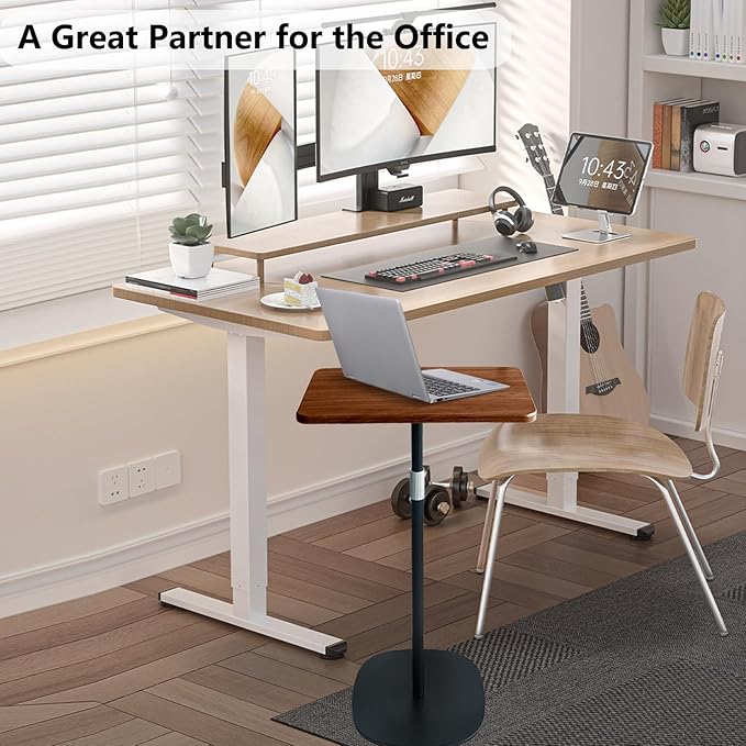 Portable Laptop Floor Stand, Bedside/Sofa Table with Height Adjustable 18''~47'', Stylish Movable Workstation Floor Standing Desk for Office, Meeting Room, living room Easy Assembly, Black - LeafyLoom