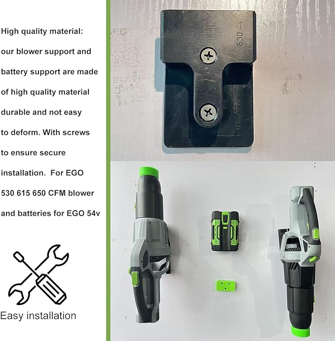 Car Drying Nozzle for EGO Power+ 530 575 580 615 650 765 Leaf Blowers, Includes 1 Leaf Blower Wall Mount Holder and 2 Mounts Battery Holders W/Hardware - LeafyLoom