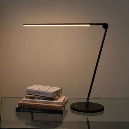 Brightech Libra LED Table Lamp - Contemporary Minimalist Thin Compact Desk Lamp - Adjustable Pivoting LED Head with Built-in Dimmer and Color Changing LED - Black - LeafyLoom