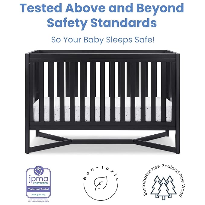 Delta Children Tribeca 4-in-1 Baby Convertible Crib, Midnight Grey - LeafyLoom