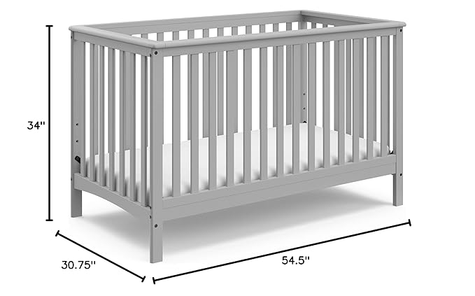 Storkcraft Hillcrest 4-in-1 Convertible Crib (Pebble Gray) - Converts to Daybed, Toddler Bed, and Full-Size Bed, Fits Standard Full-Size Crib Mattress, Adjustable Mattress Support Base - LeafyLoom