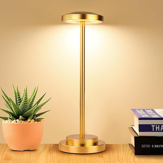 Cordless Table Lamp, Rechargeable Lamps, 5000mAh Battery Operated, LED Portable Table Lamp, 3 Color Dimmable, Aluminum, for Nightstand/Bar/Dining/Patio/Bedroom/Outdoor - LeafyLoom