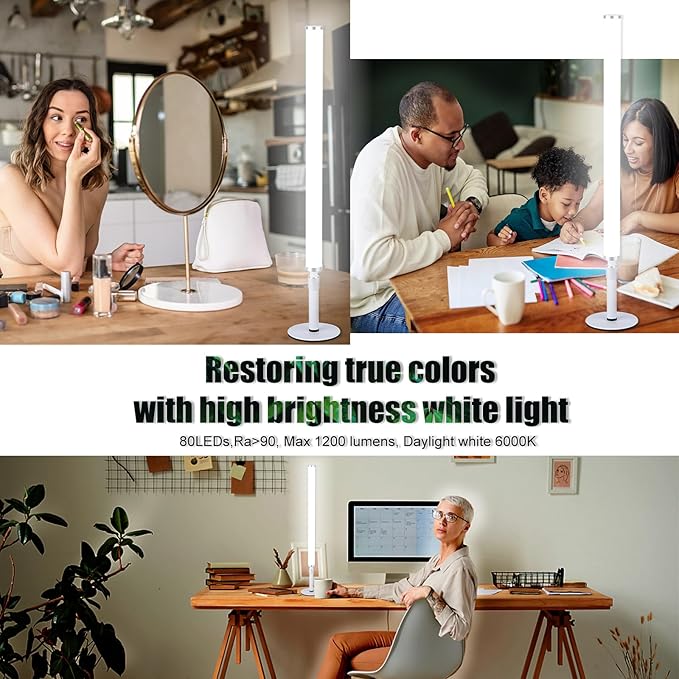 LED Desk Lamp for Home Office, Ultra bright/RA90/6000k/Dimmable/DC12V, Desk Light Reading Table Lamps Fill Light for Selfie, for Desktop Study, Photography, Video Recording Conference Lighting - LeafyLoom