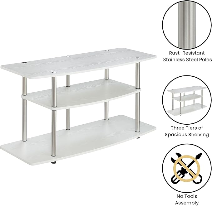 Convenience Concepts Designs2Go 3-Tier Wide TV Stand, 42", White - LeafyLoom