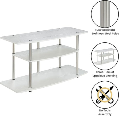 Convenience Concepts Designs2Go 3-Tier Wide TV Stand, 42", White - LeafyLoom