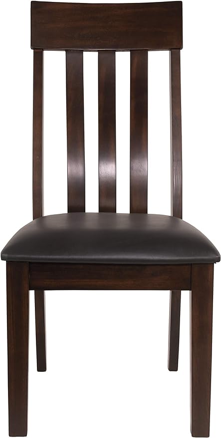 Signature Design by Ashley Haddigan Faux Leather Cushioned Rake Back Dining Chair, 2 Count, Dark Brown - LeafyLoom