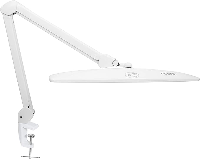 Neatfi Elite HD XL Task Lamp, Super Bright Desk Lamp, Non-polar Dimming (Non-CCT with Clamp, White, 22 Inches) - LeafyLoom