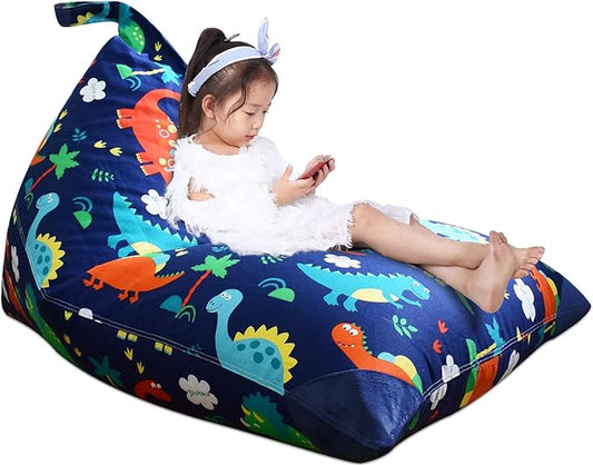 Jorbest Stuffed Animal Storage Bean Bag Chair for Kids Adults, Stuffed Animal Bean Bag Storage, Dinosaur Bean Bag Stuffed Animal Storage, Dinosaur Kids Bean Bag Chair Cover - Cover ONLY (200L/52 Gal) - LeafyLoom