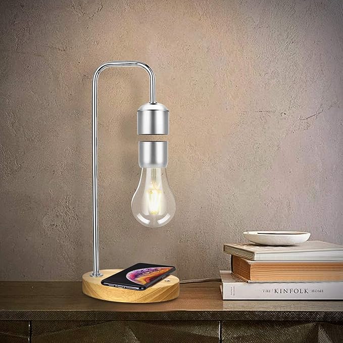 VGAzer Magnetic Levitating Floating Wireless LED Light Bulb with Wireless Charger for Desk Lamp,Room or Office Decor,Unique Gifts - LeafyLoom