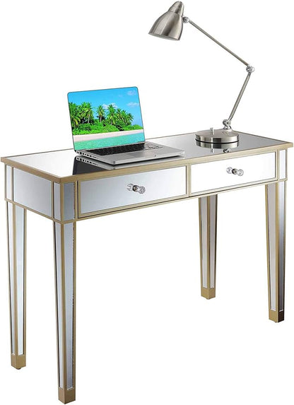 Convenience Concepts Gold Coast Desk, Champagne/Mirror - LeafyLoom