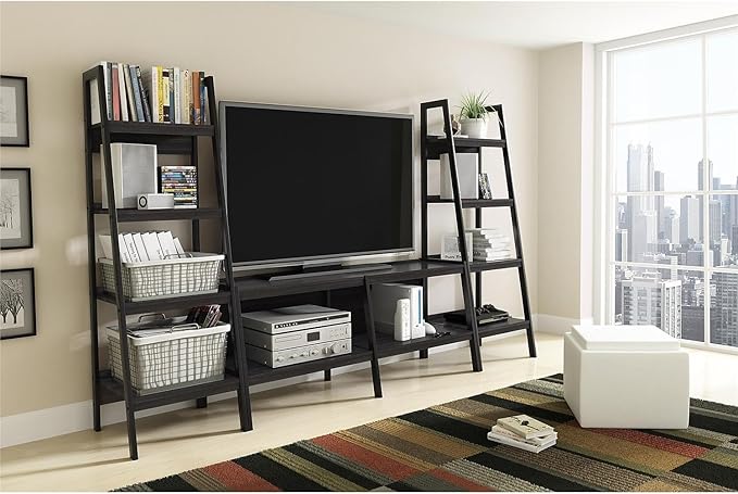 Ameriwood Home Lawrence 4 Shelf Ladder Bookcase Bundle, Black - LeafyLoom