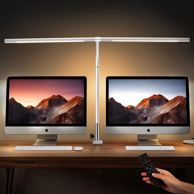 360°Rotatable Led Desk Lamp with Clamp, 34.25” Architect Desk Lamps for Home Office, 5 Color Modes with 3 Detachable Light Tubes, Gooseneck Desk Lights for Workbench, Monitor, Study (White) - LeafyLoom