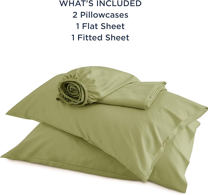 Bedsure Full Size Sheets, Cooling Sheets Full, Rayon Derived from Bamboo, Deep Pocket Up to 16", Breathable & Soft Bed Sheets, Hotel Luxury Silky Bedding Sheets & Pillowcases, Green - LeafyLoom