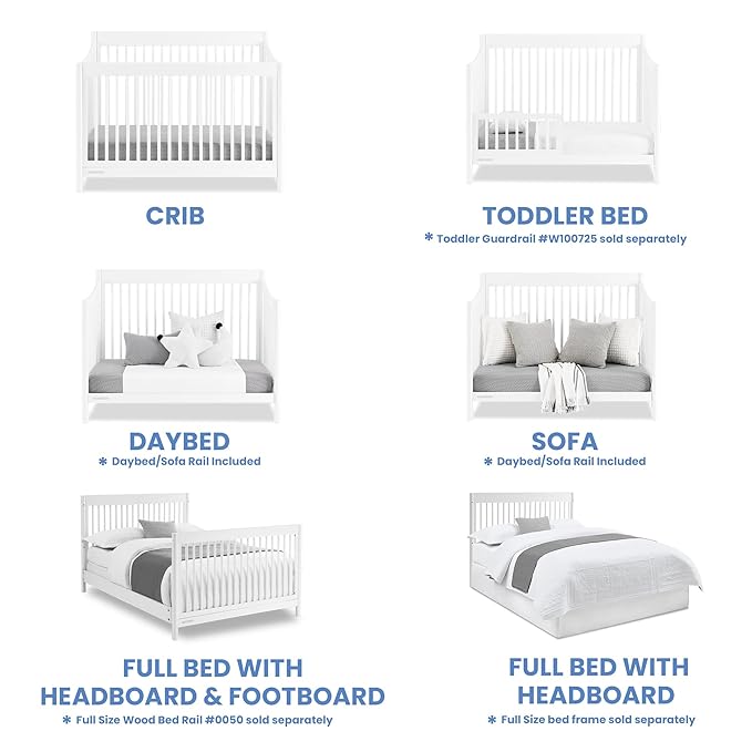 Delta Children Brooks 6-in-1 Convertible Crib - Greenguard Gold Certified, Bianca White - LeafyLoom