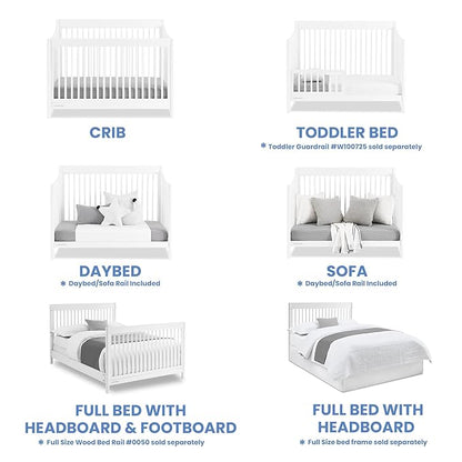 Delta Children Brooks 6-in-1 Convertible Crib - Greenguard Gold Certified, Bianca White - LeafyLoom