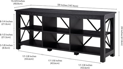 Henn&Hart Rectangular TV Stand for TV's up to 65" in Black, TV Stands for the Living Room - LeafyLoom