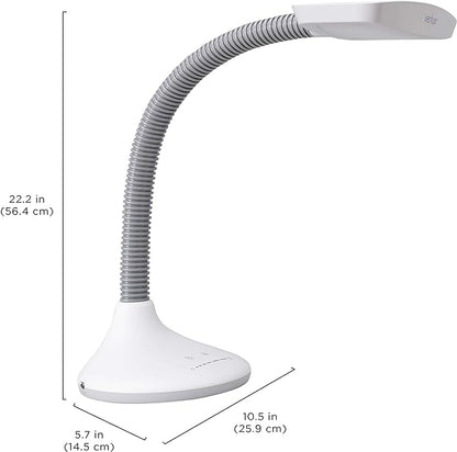 Verilux® SmartLight Full Spectrum LED Desk Lamp with Adjustable Brightness, Flexible Gooseneck and Integrated USB Charging Port - Reduces Eye Strain and Fatigue - Ideal for Readers, Artists, Crafters - LeafyLoom