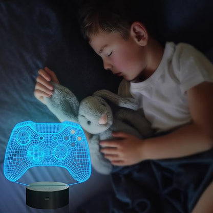 Attivolife Gamepad 3D Illusion Lamp, Controller Night Light with Remote Control + Timer 16 Color Changing Desk Lamp Kids Gamer Room Decor Plug in Best Cool Festival Birthday Gift for Boy Men - LeafyLoom