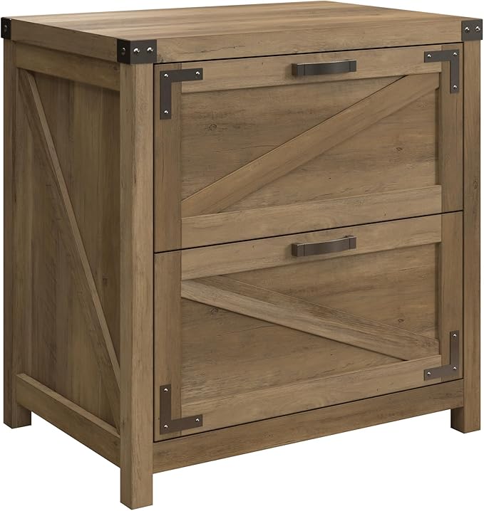 Bush Business Furniture Knoxville 2 Drawer Lateral File Cabinet, Farmhouse Document Storage Chest for Home Office, Reclaimed Pine - LeafyLoom