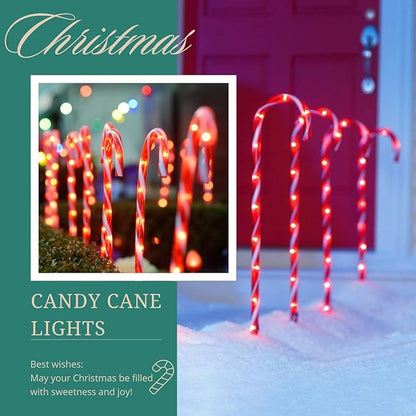 24-Pack Upgraded Solar Christmas Candy Cane Lights, Solar Pathway Lights Waterproof, Christmas Decorations Outdoor with 8 Modes for Party Patio Garden Lawn Yard Decor IDEAALS