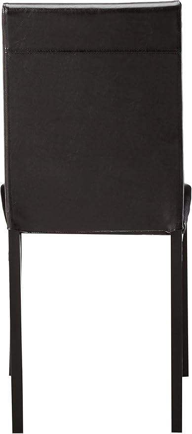 Roundhill Furniture Noyes Faux Leather Metal Frame Dining Chair, Set of 4, Black - LeafyLoom