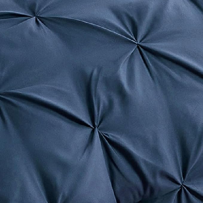 Bedsure Twin Comforter Set with Sheets - 5 Pieces Twin Bedding Sets, Pinch Pleat Navy Blue Twin Bed in a Bag with Comforter, Sheets, Pillowcase & Sham - LeafyLoom