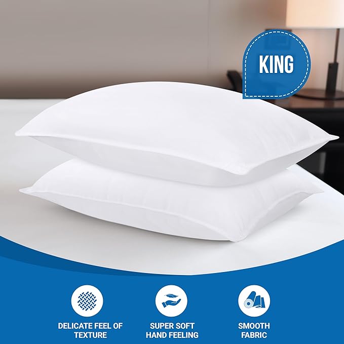 Utopia Bedding Bed Pillows for Sleeping (White), King Size, Set of 2, Hotel Pillows, Cooling Pillows for Side, Back or Stomach Sleepers - LeafyLoom