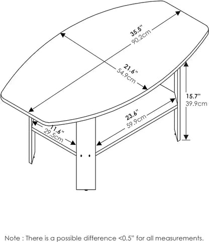 Furinno Simple Design Coffee Table, French Oak Grey/Black - LeafyLoom