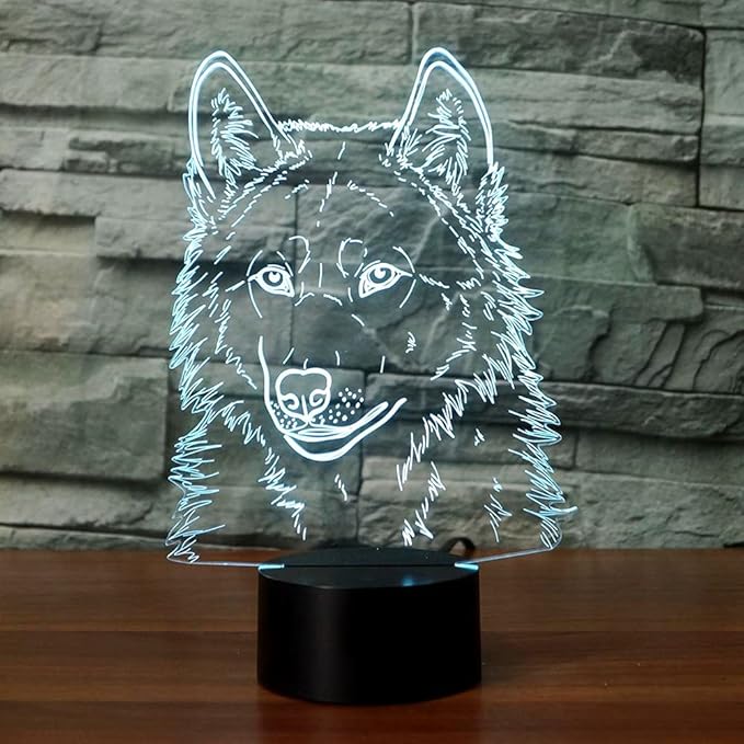 3D Illusion Lamps Animal Langtou Shape LED Desk Table Night Light 7 Color Touch Lamp Kiddie Kids Children Family Home Office Childrenroom Theme Decoration (Langtou) - LeafyLoom