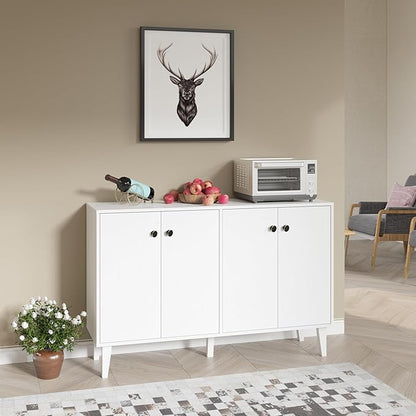 Buffet Cabinet with Storage,Kitchen Sideboard Buffet with 4 Doors Console Table,Modern Sideboard for Dinning Room,Living Room(White) - LeafyLoom