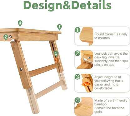 Nnewvante Large Floor Table,Small Folding Coffee Table Japanese Floor Desk Mid-Century Modern Low Bamboo Table for Living Room RV 33.5x17.7in - LeafyLoom