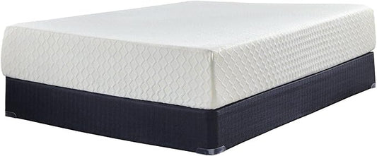 Signature Design by Ashley California King Size Chime 12 Inch Medium Firm Memory Foam Mattress with Green Tea & Charcoal Gel, White - LeafyLoom