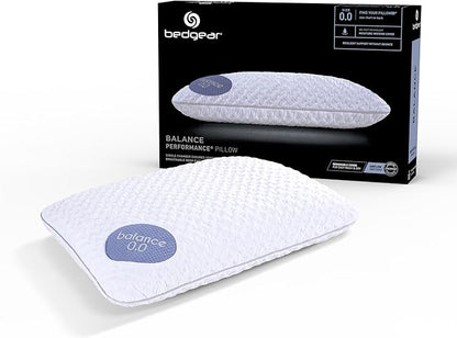 Bedgear Balance Performance Pillow - Size 0.0 - Moisture Wicking Bed Pillow for All Sleep Positions - Medium Firmness Bed Pillow - Hypoallergenic, Washable Removable Cover - 20" W x 26" L x 4.75" H - LeafyLoom