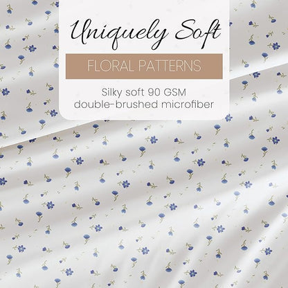 Linen Market 4 Piece Queen Sheet Set (Light Blue Floral) - Sleep Better Than Ever with These Ultra-Soft & Cooling Bed Sheets for Your Queen Size Bed - Deep Pocket Fits 16" Mattress - LeafyLoom