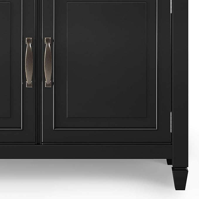 SIMPLIHOME Connaught SOLID WOOD 40 inch Wide Traditional Entryway Storage Cabinet in Black for the Living Room, Entryway and Family Room - LeafyLoom