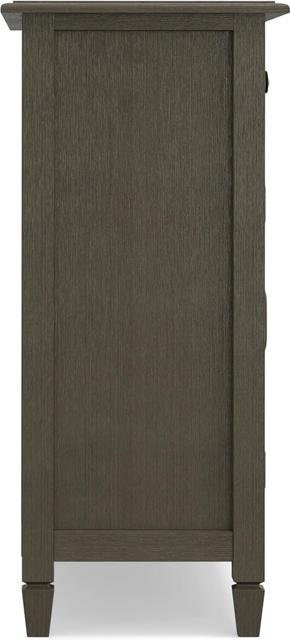 SIMPLIHOME Connaught SOLID WOOD 40 inch Wide Traditional Entryway Storage Cabinet in Farmhouse Grey for the Living Room, Entryway and Family Room - LeafyLoom