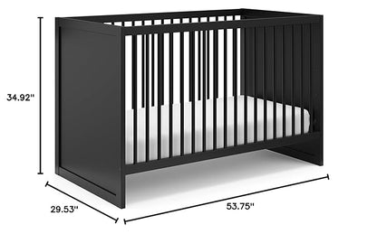 Storkcraft Calabasas 3-in-1 Convertible Crib (Black) – GREENGUARD Gold Certified, Fits Standard Crib Mattress, Converts to Toddler Bed, Modern Style, Easy 30-Minute Assembly - LeafyLoom