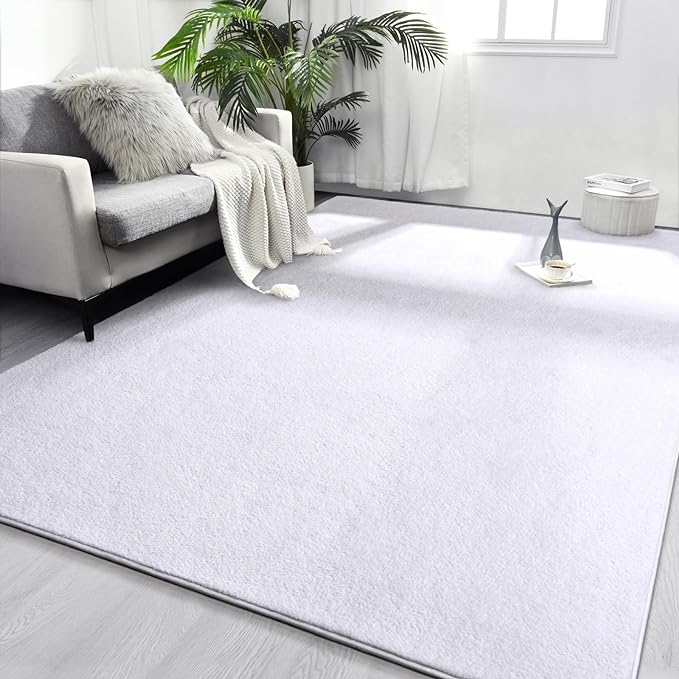 Area Rugs for Bedroom Living Room, 4x6 White Super Soft Comfy Thickened Memory-Foam Indoor Carpets, Modern Aesthetic Minimalist Carpet for Boys Girls Adults Apartment Nursery Home Décor - LeafyLoom