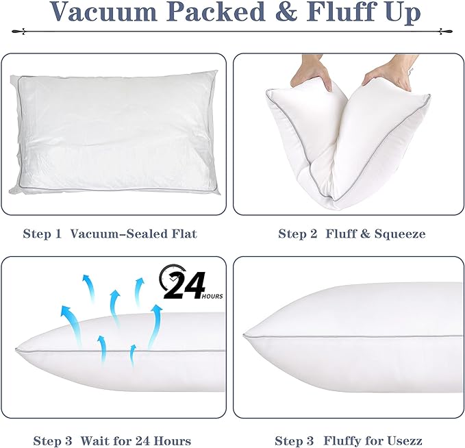 Bed Pillows for Sleeping Queen Size 2 Pack Cooling Pillow Set of 2 for Side Back and Stomach Sleepers Down Alternative Filling Luxury Soft - LeafyLoom