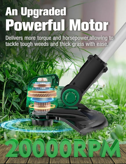 KIMO 4-in-1 Cordless Leaf Blower/Vacuum & String Trimmer/Weed Edger Combo Kit w/2x2.0 Battery & 10Pcs Spool Line, Variable Speed Trigger for Blowing/Vaccuming/Dusting/Clearing/Lawn Edging/Gardening - LeafyLoom