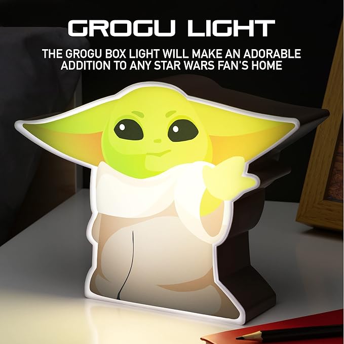 The Mandalorian Baby Yoda Night Light, Grogu The Child Officially Licensed Star Wars Bedroom Decor and Desk Lamp - LeafyLoom