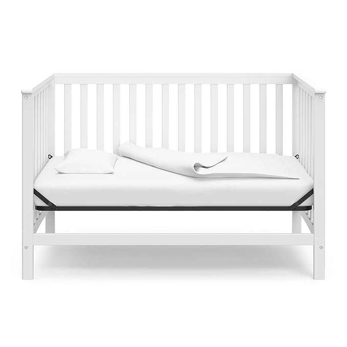 Storkcraft Hillcrest 4-in-1 Convertible Crib (White) - Converts to Daybed, Toddler Bed, and Full-Size Bed, Fits Standard Full-Size Crib Mattress, Adjustable Mattress Support Base - LeafyLoom